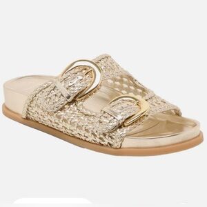 Dolce Vita Gold “Sorina” Woven Slide Sandals Size 8